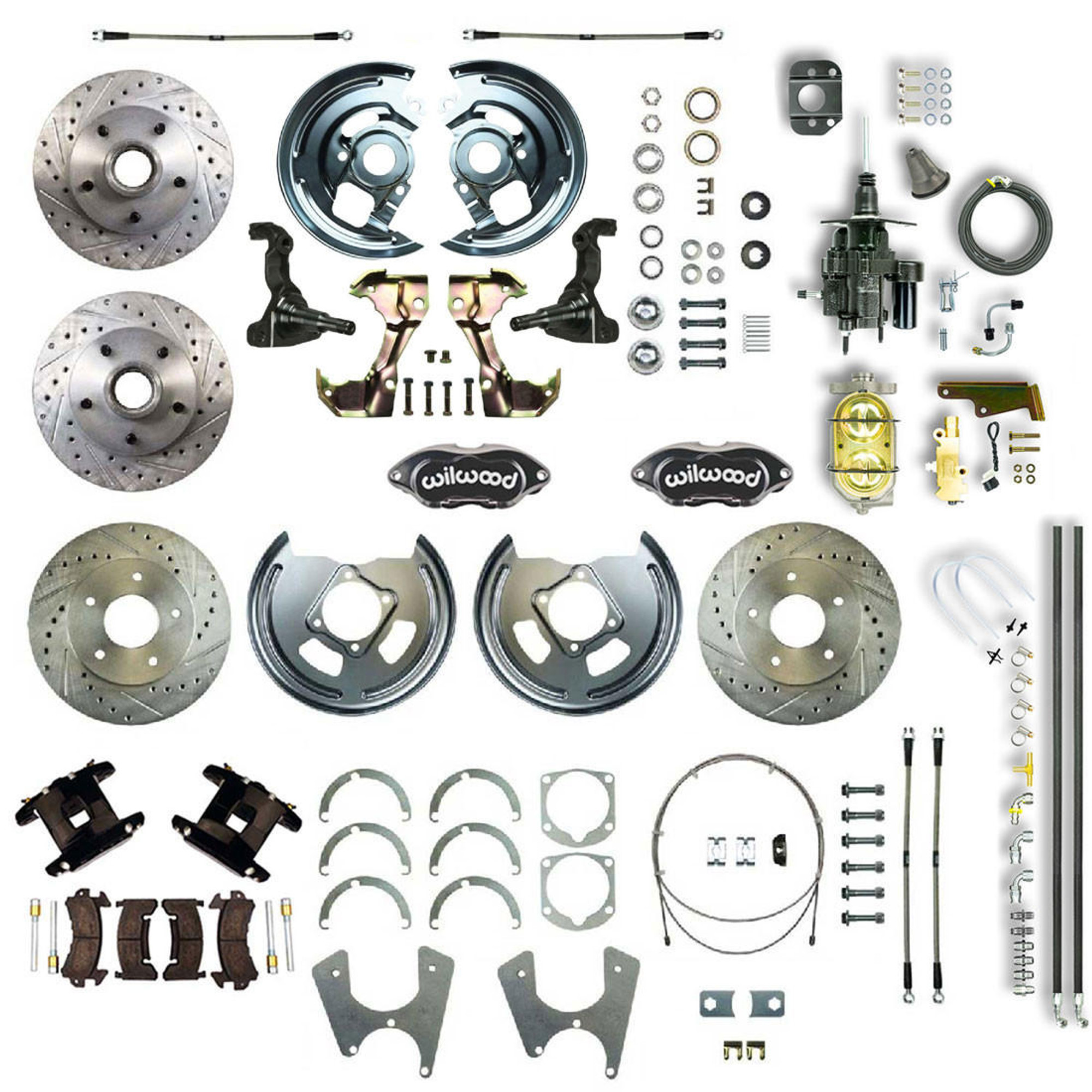 The Right Stuff 1968-1969 Firebird, Staggered, Hydro Boost 4 Wheel Disc Brake Conversion - AFXHB25C-PF