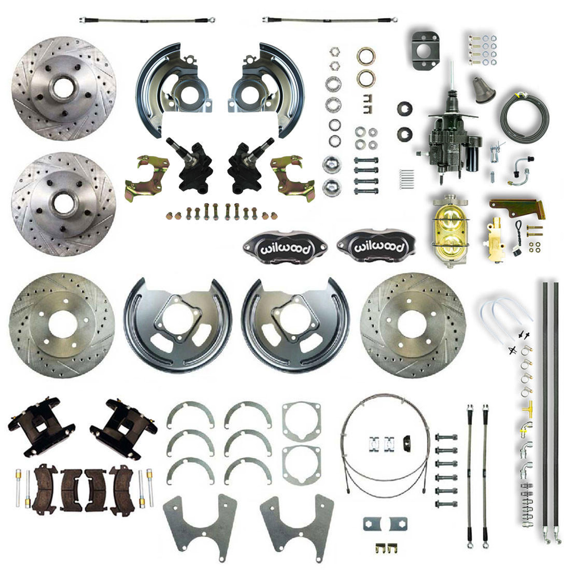The Right Stuff 68-69 Camaro, Staggered, 2 Drop Hydro Boost 4 Wheel Disc Brake Conversion - AFXHB25D-P