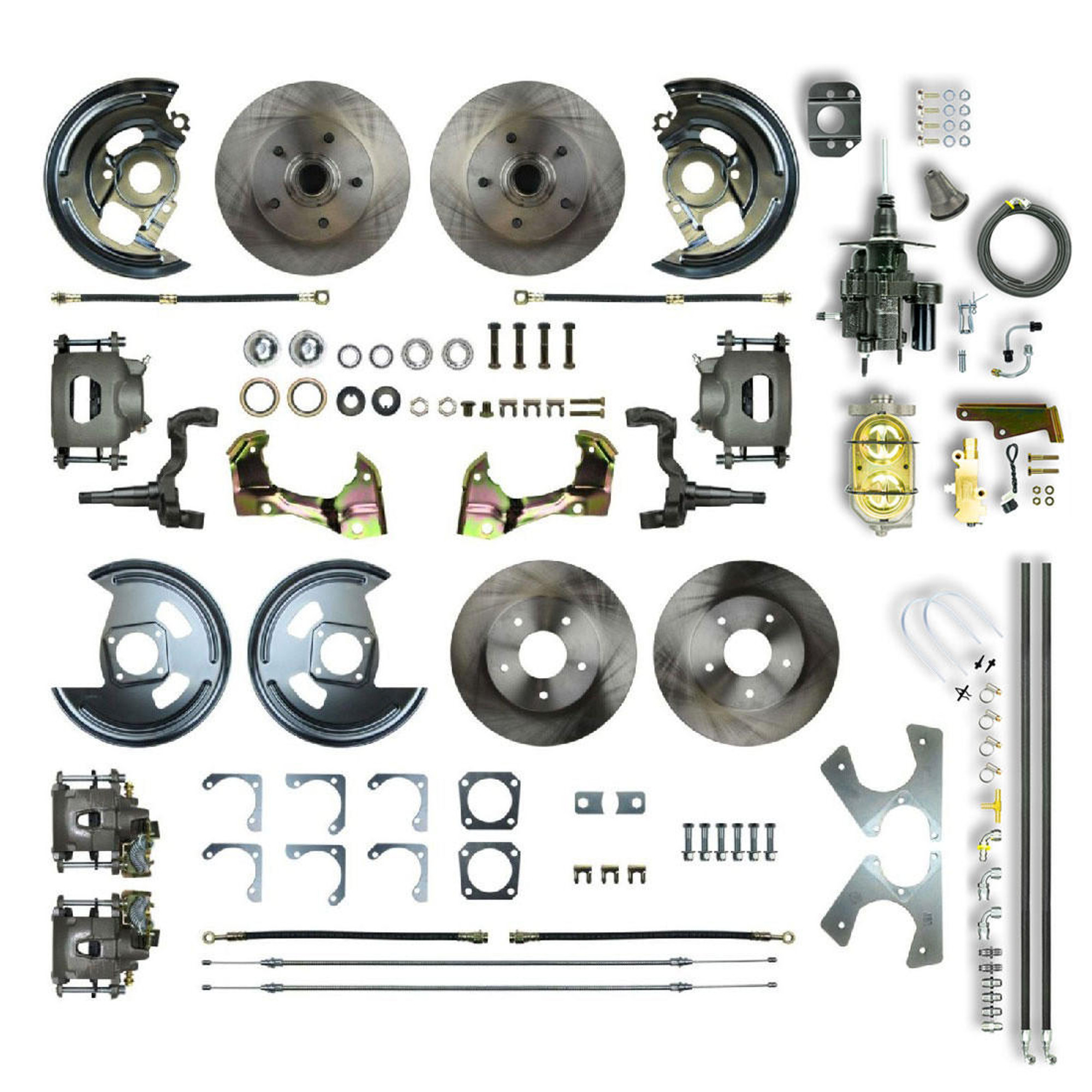 The Right Stuff 1968 Chevy II, Staggered Shock 2 Drop 4-Wheel Hydro Boost Disc Brake Conversion - AFXHB45D-PC2