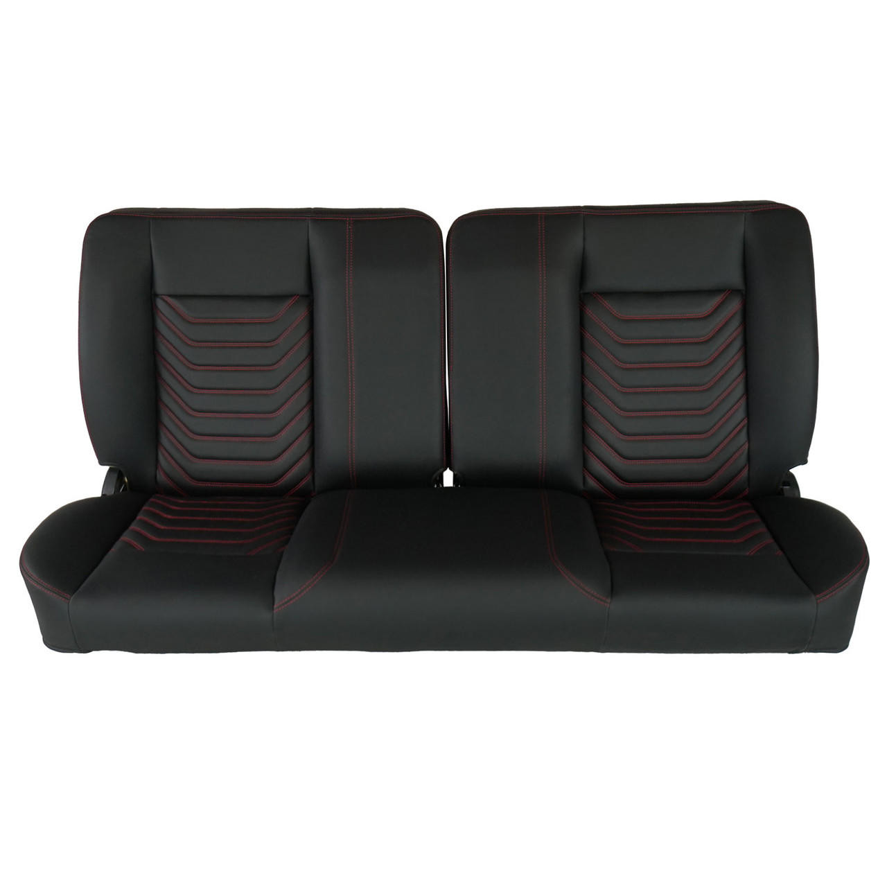  PUI Interiors  60" Sport Mod I Bench Seat Blk Vinyl Wide Blk Insert Red Thread w/o Cupholder - (RM-BA11X2X) 