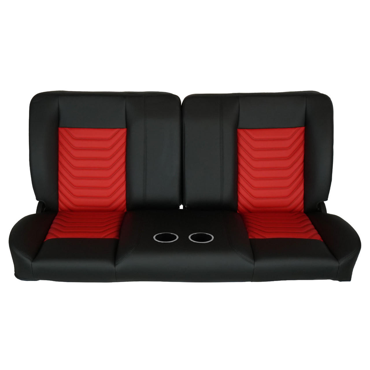  PUI Interiors  60" Sport Mod I Bench Seat Blk Vinyl Wide Red Insert Blk Thread w/Cupholder - (RM-BA12X1C) 