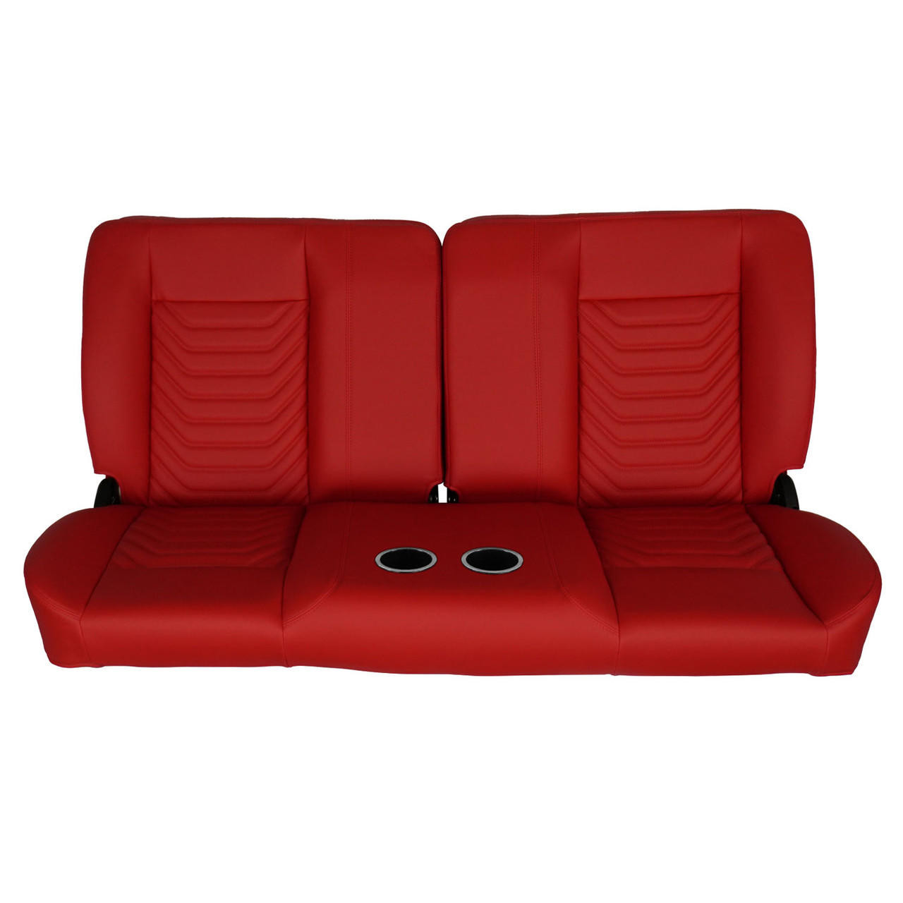  PUI Interiors  60" Sport Mod I Bench Seat Red Vinyl Wide Red Insert Red Thread w/Cupholder - (RM-BA22X2C) 