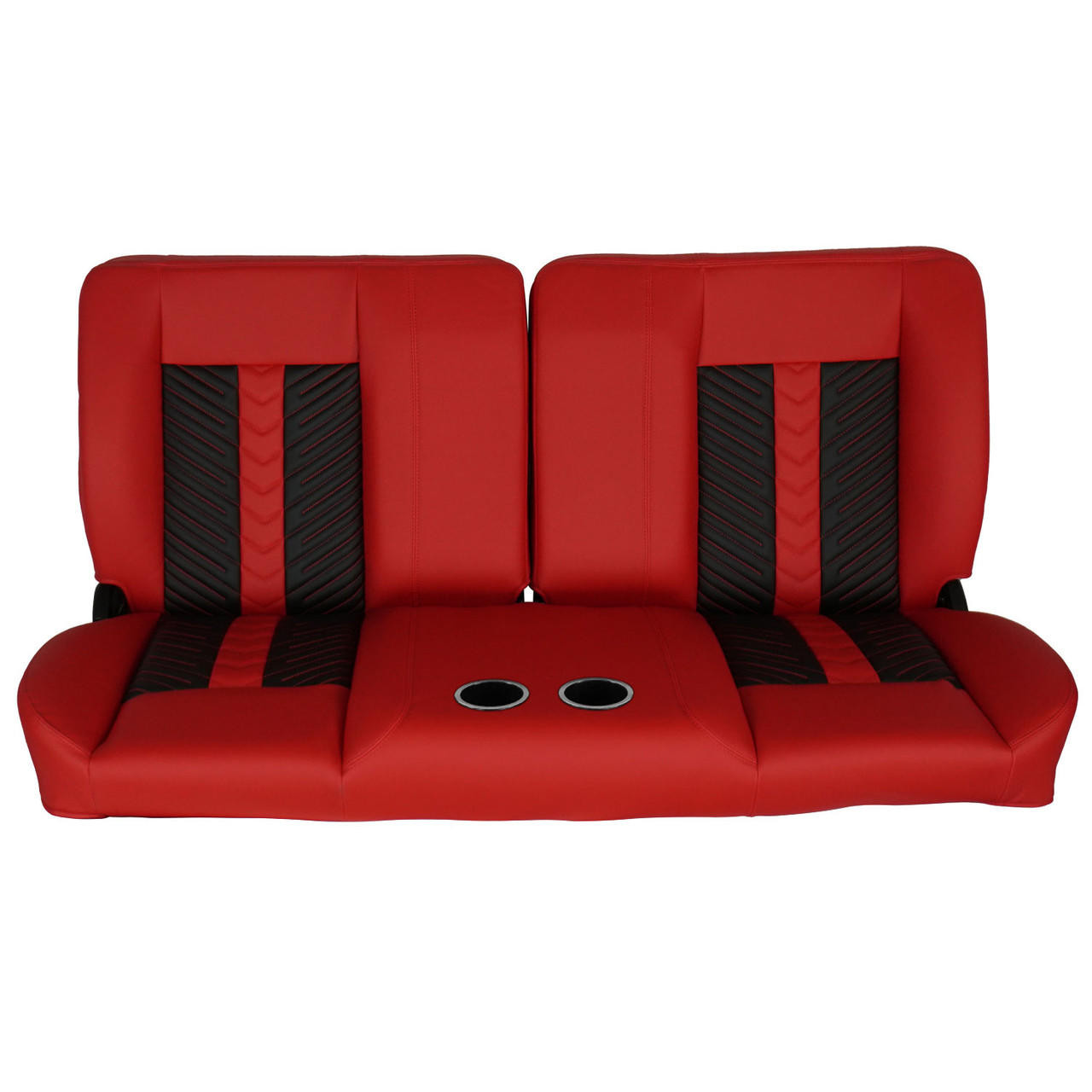  PUI Interiors  60" Sport Mod II Bench Seat Red Vyl Thin Blk/Red Insert Red Thread w/Cupholder - (RM-BB2122C) 