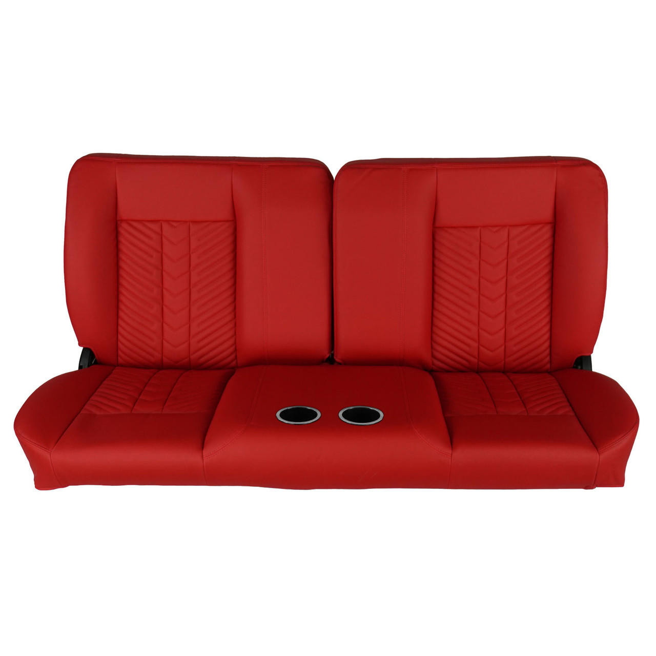  PUI Interiors  60" Sport Mod II Bench Seat Red Vinyl Narrow Red Insert Red Thread w/Cupholder - (RM-BB22X2C) 