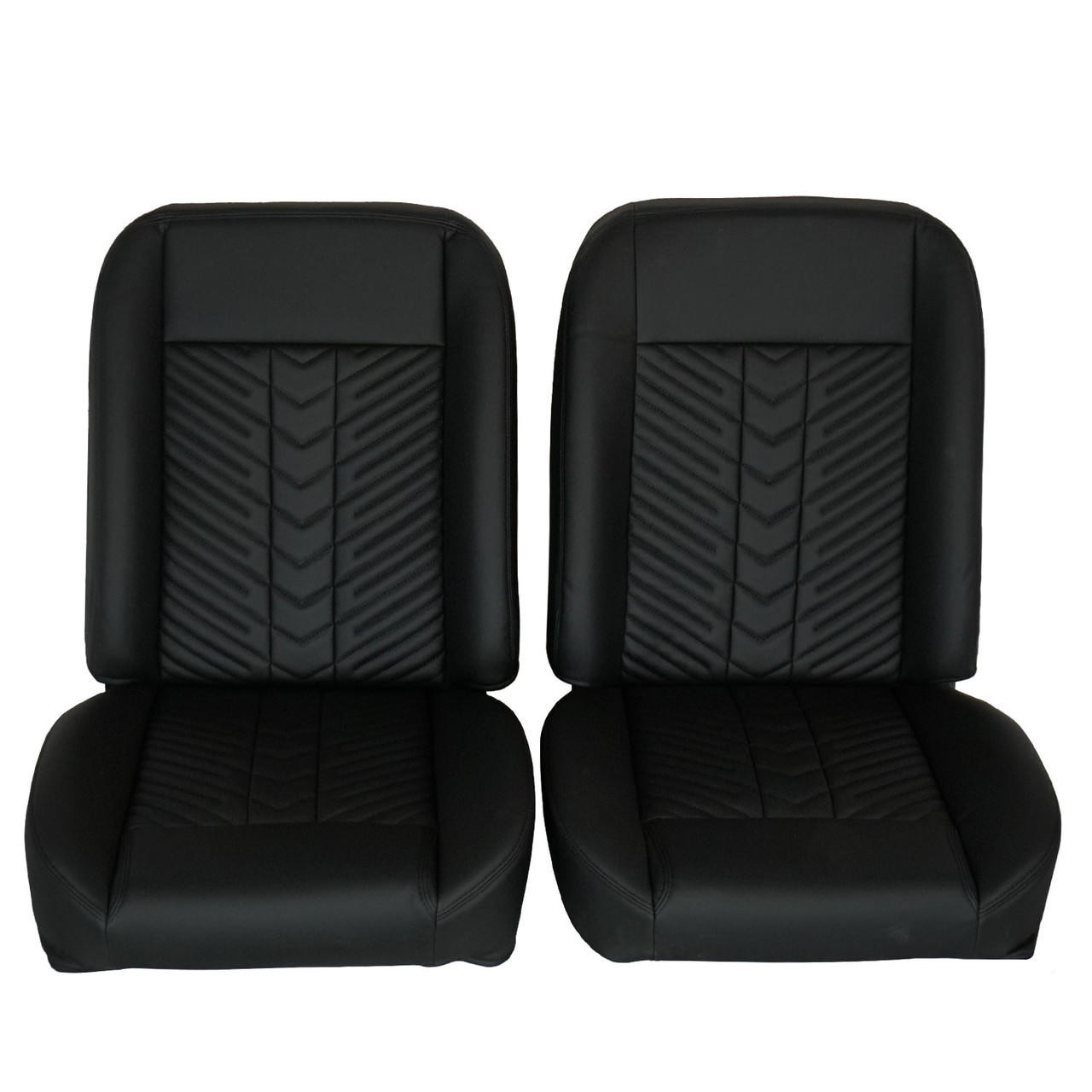  PUI Interiors Low Back Bucket Sport Mod II Seat Set, Blk Vinyl Narrow Blk Insert Blk Thread - (RM-UB11X1) 