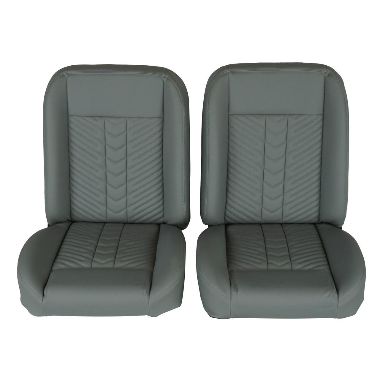  PUI Interiors Low Back Bucket Sport Mod II Seat Set, Gray Vinyl Narrow Gray Insert Gray Thread - (RM-UB44X4) 