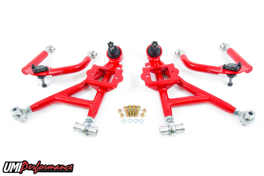 UMI Performance 1993-2002 GM F-Body Front A-Arm Kit, Adjustable, Drag, Red - (UMI-230010-R)