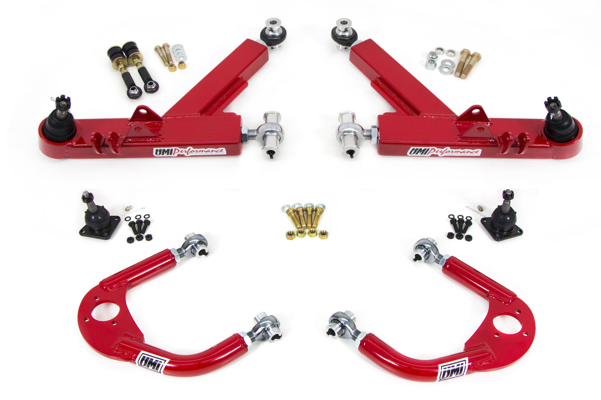 UMI Performance 1993-2002 GM F-Body A-Arm Kit, Dbl Shear Mount Boxed Lower, Adj Upper, Red - (UMI-231410-R)