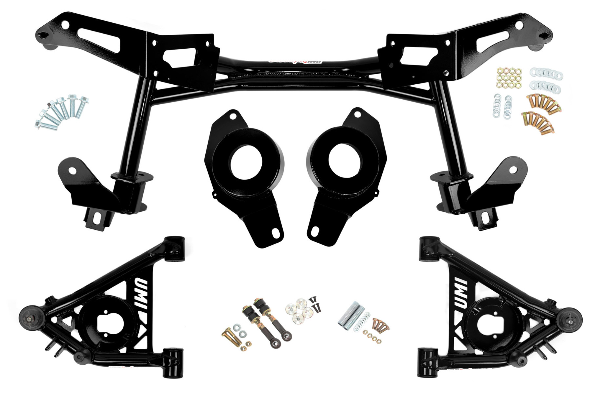 UMI Performance 1982-1992 GM F-Body Tubular K-member & A-arm Package, Factory Springs, Black - (UMI-240131-B)