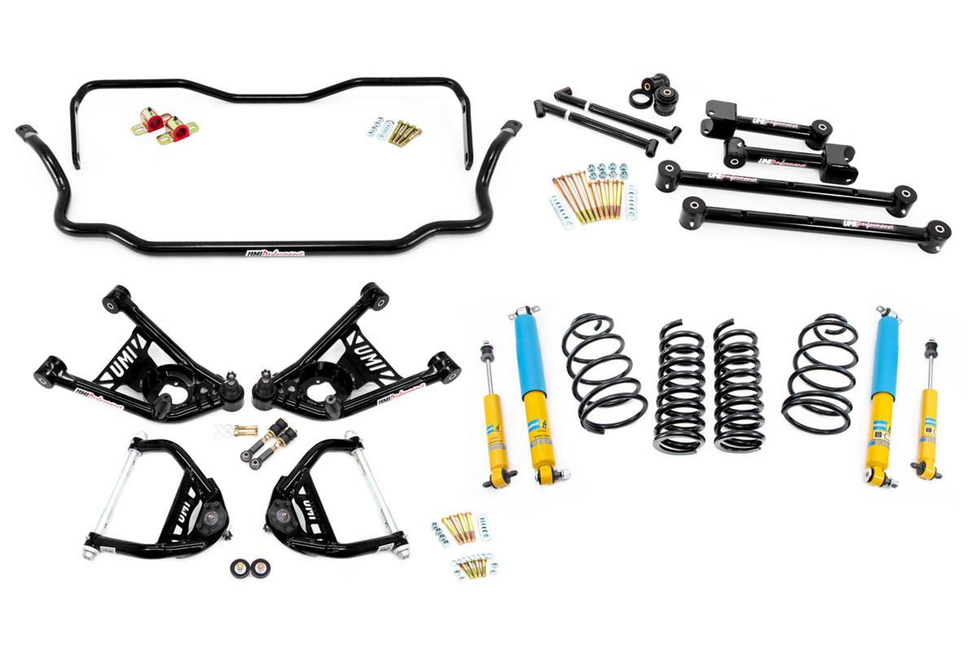  UMI Performance 1965-1966 GM A-Body Handling Package, 1” Lowering- Stage 2, Black - (UMI-ABF403-1-B) 