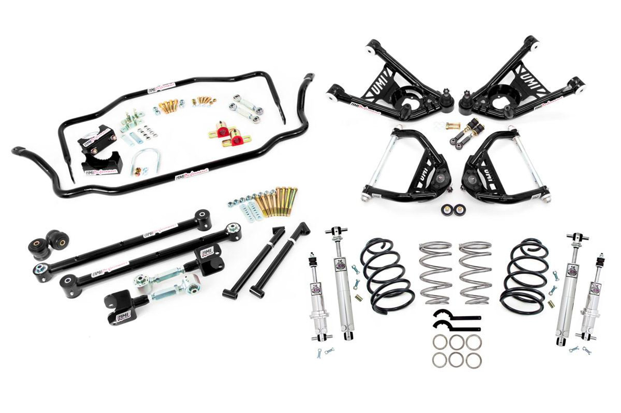  UMI Performance 65-66 GM A-Body Handling Kit- Stage 4, 2" Lowering Springs 450lb Springs Black - (UMI-ABF407-2-B) 