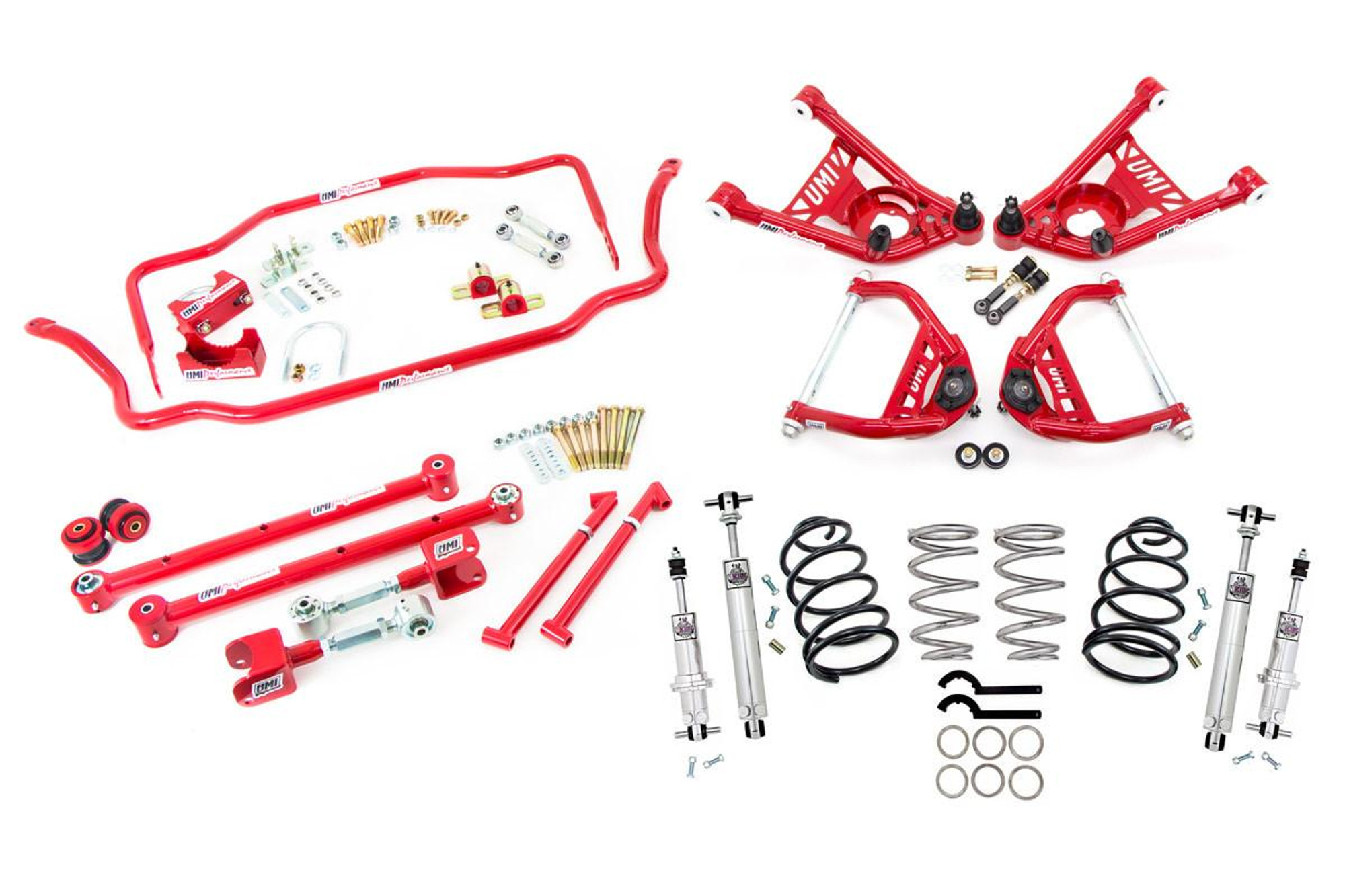  UMI Performance 65-66 GM A-Body Handling Kit- Stage 4, 1" Lowering Springs 550lb Springs Red - (UMI-ABF408-1-R) 