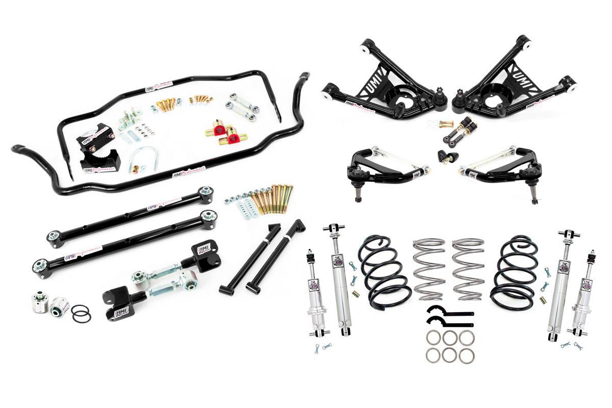  UMI Performance 1965-1966 GM A-Body Handling Kit, Stage 5, 1" Lowering, Black 450lb Springs - (UMI-ABF409-1-B) 