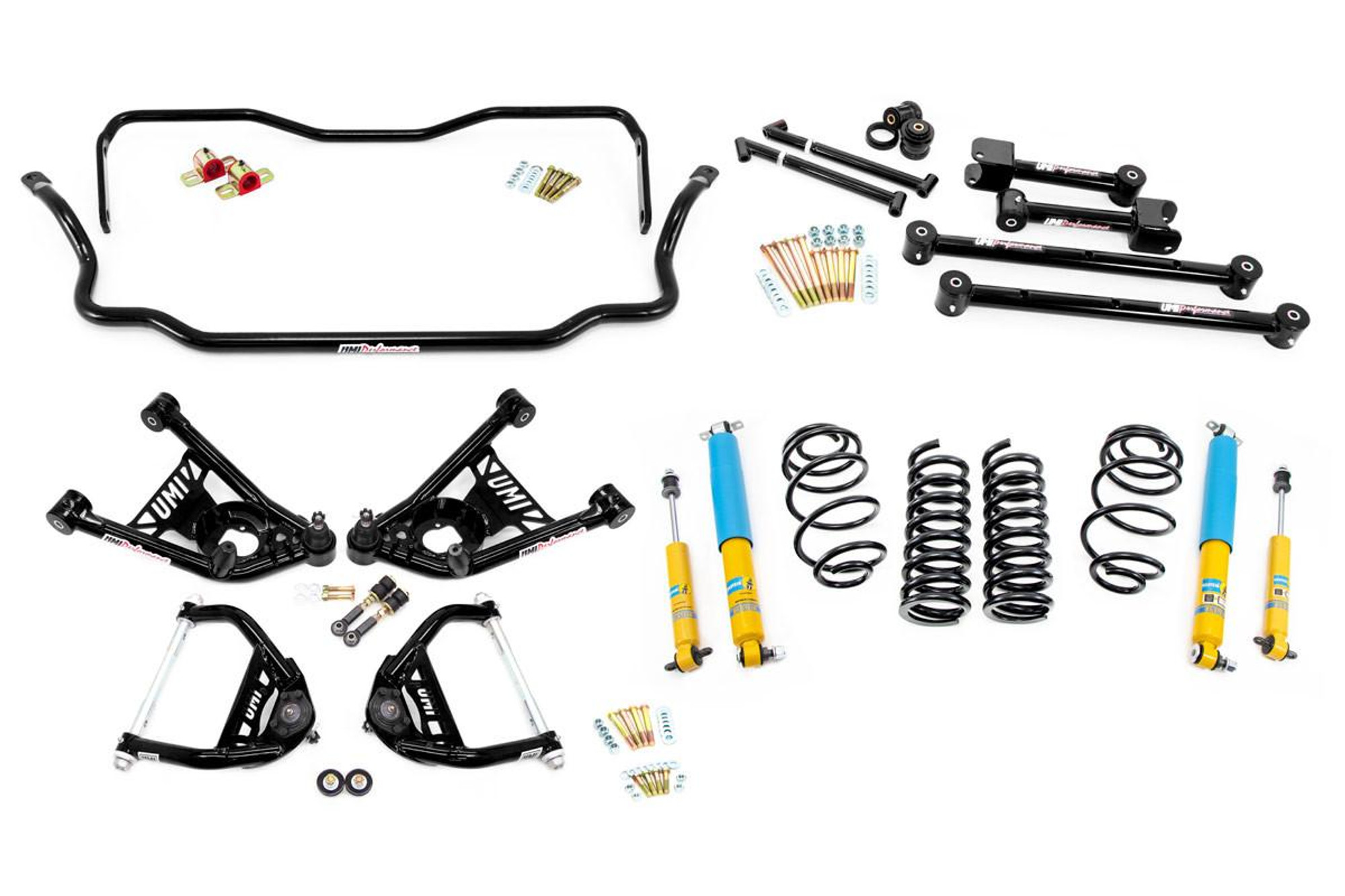  UMI Performance 1968-1972 GM A-Body Handling Package, 1” Lowering- Stage 2, Black - (UMI-ABF803-1-B) 