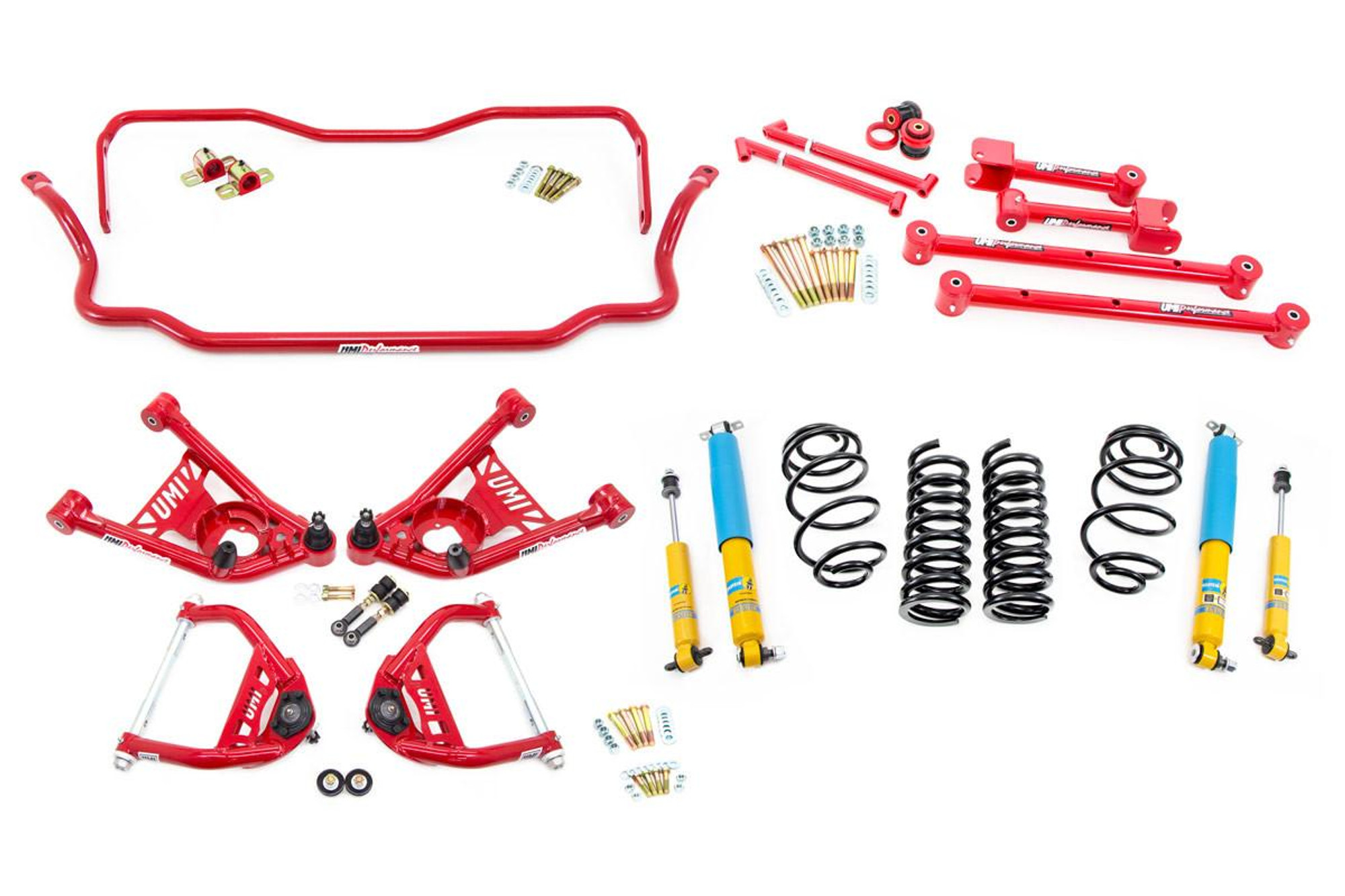  UMI Performance 1968-1972 GM A-Body Handling Package, 1” Lowering- Stage 2, Red - (UMI-ABF803-1-R) 