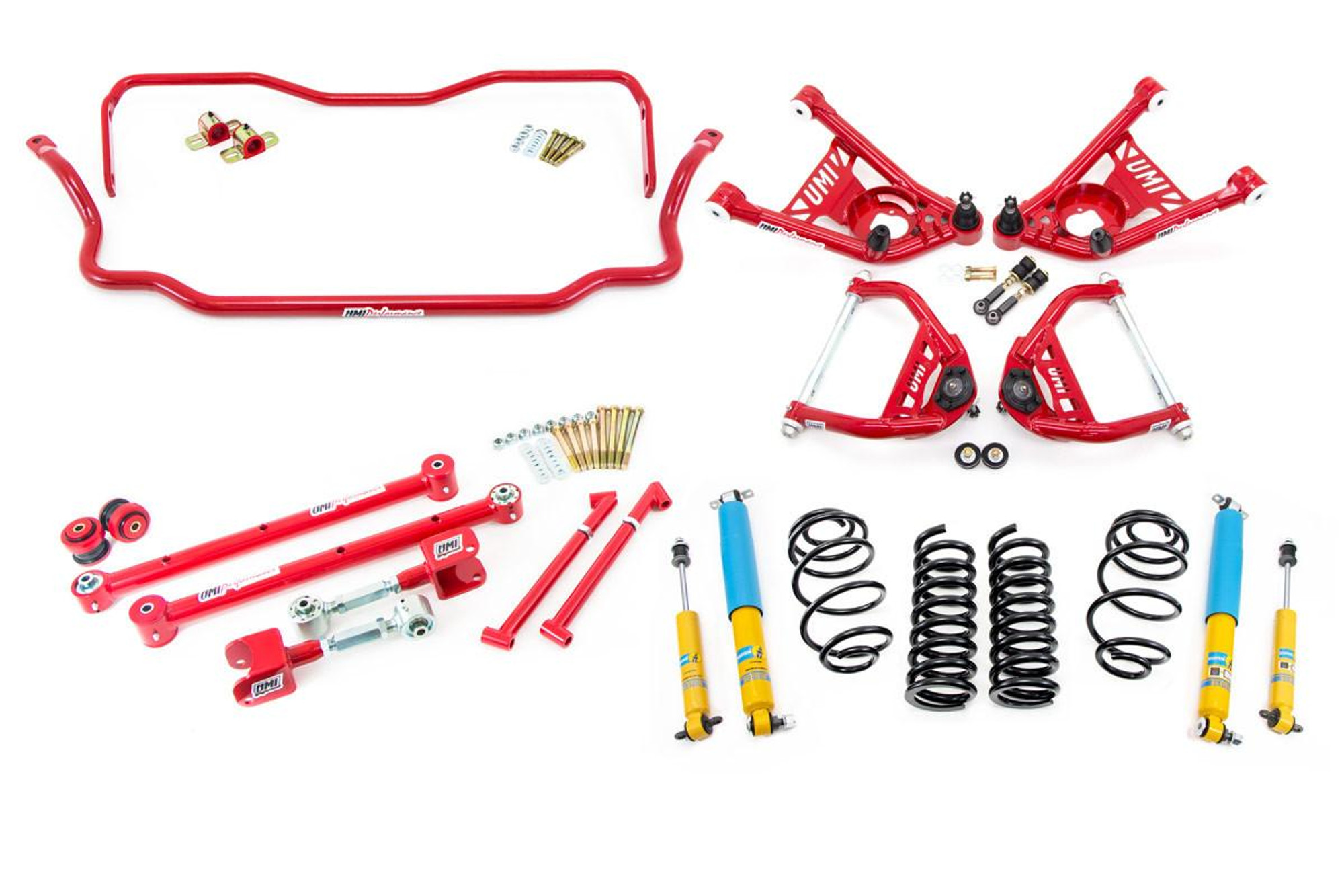  UMI Performance 1968-1972 GM A-Body Handling Package, 2” Lowering- Stage 3, Red - (UMI-ABF805-2-R) 