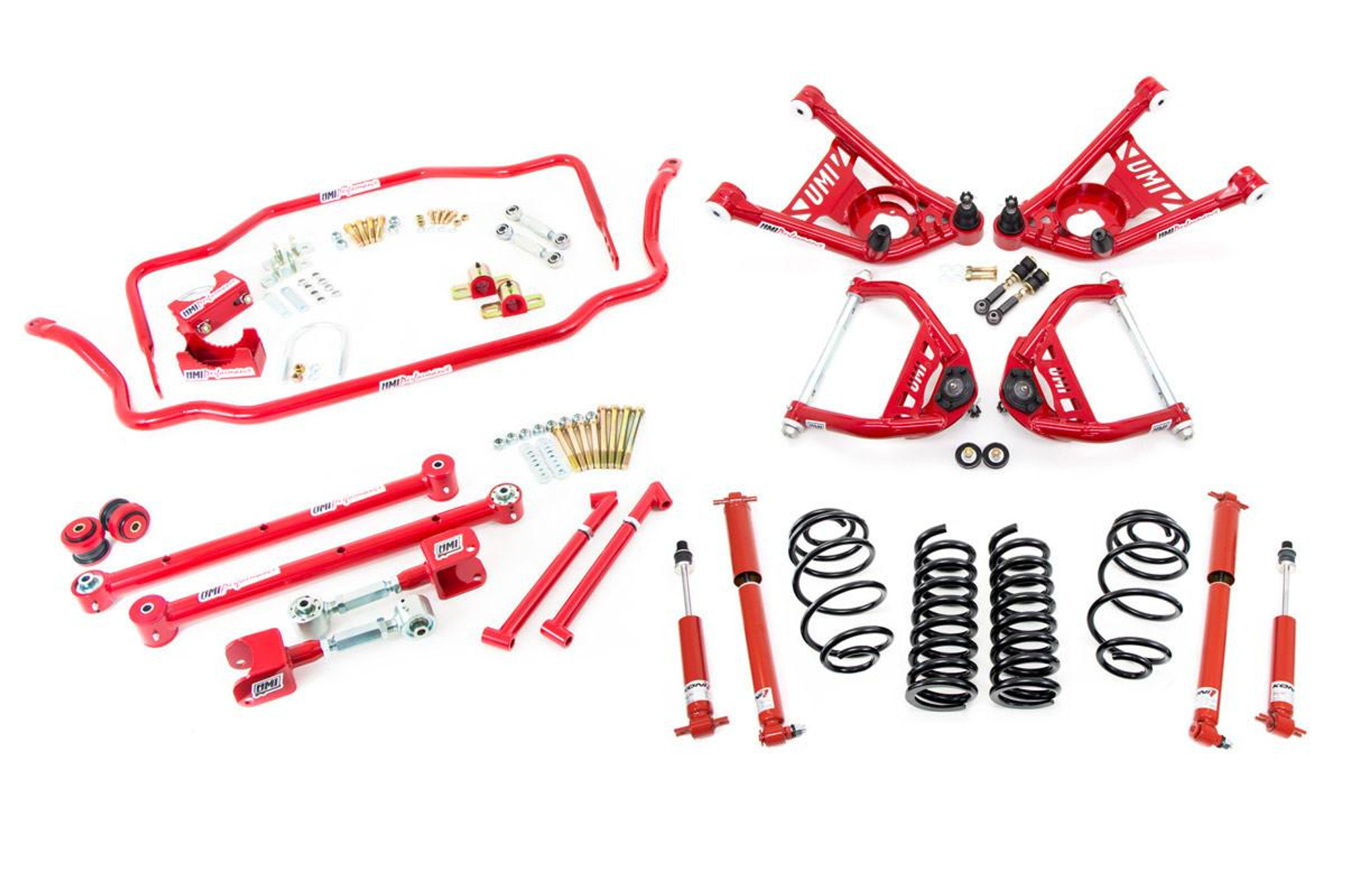  UMI Performance 1968-1972 GM A-Body Handling Package, 1” Lowering- Stage 3.5, Red - (UMI-ABF806-1-R) 