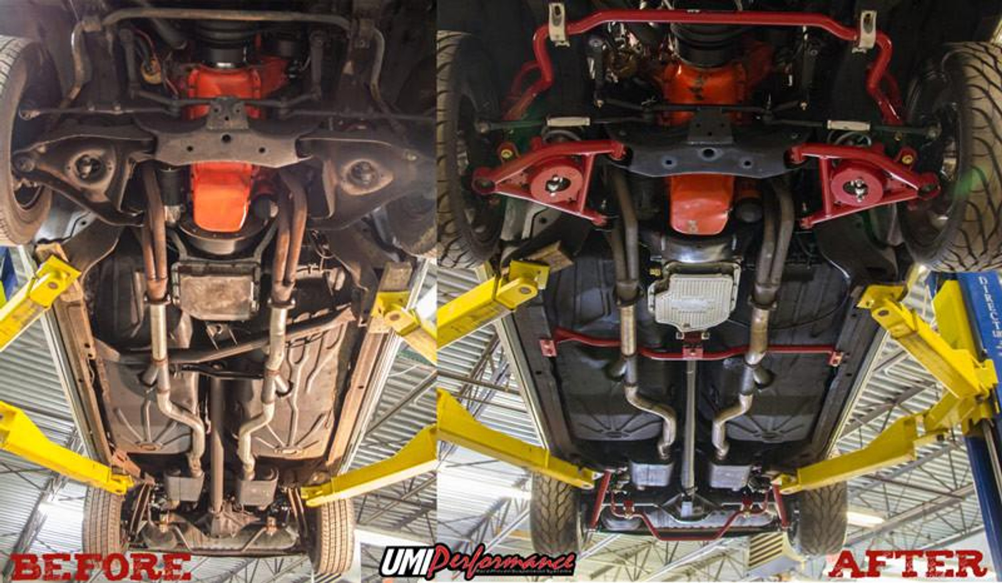  UMI Performance 1978-1988 GM G-Body Handling Kit- Stage 4, 2" Lowering, 450lb Spring, Red - (UMI-GBF004-2-R) 