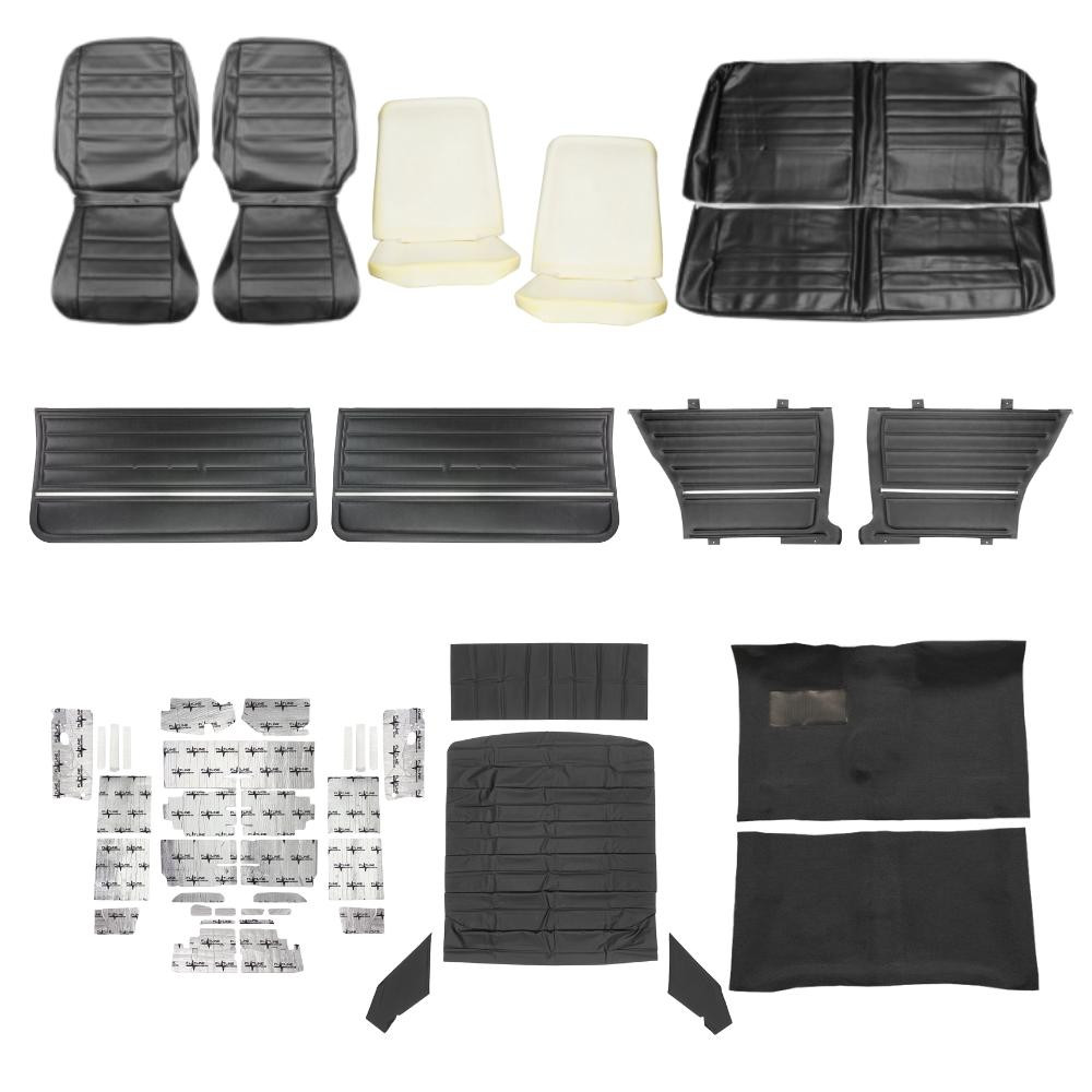  PUI Interiors 1965 Chevrolet Chevelle Complete Interior Kit, Standard, 4 Speed, 2-Door, Hardtop, Black - (65CHVBLKINT-K) 