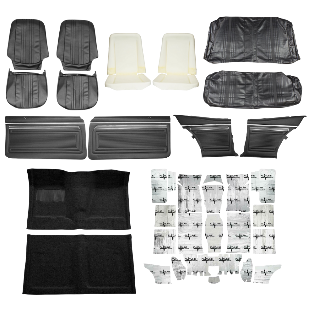PUI Interiors 1970 Chevrolet Chevy II/Nova Interior Kit, Standard, Coupe, Black - (70NOVBLKINT-K)