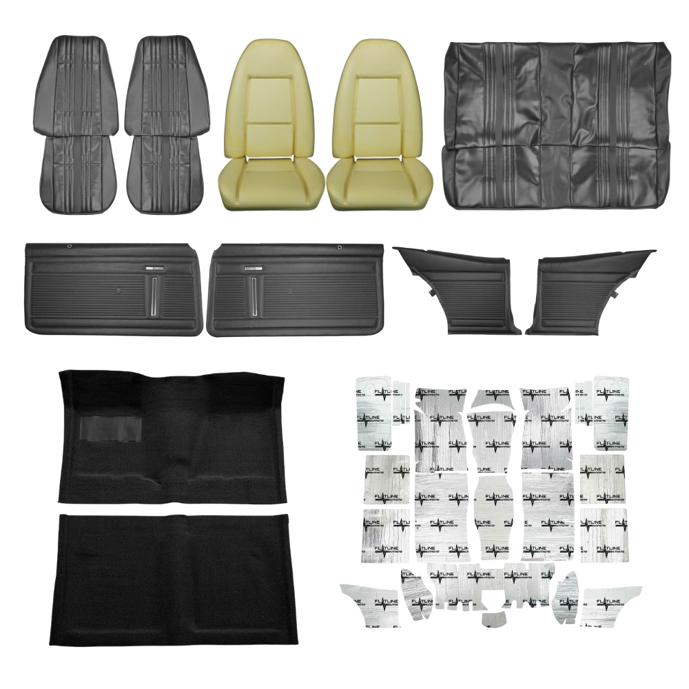 PUI Interiors 1972 Chevrolet Chevy II/Nova Interior Kit, Standard, Coupe, Black - (72NOVBLKINT-K)