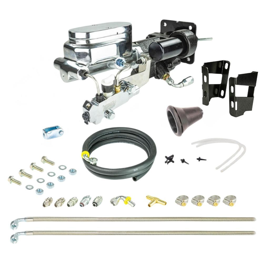  The Right Stuff 1959-70 Full Size Chevy Chrome Hydro Boost & Master Cylinder Combination Kit with Stainless Hoses Disc/Disc - (JHB595672) 