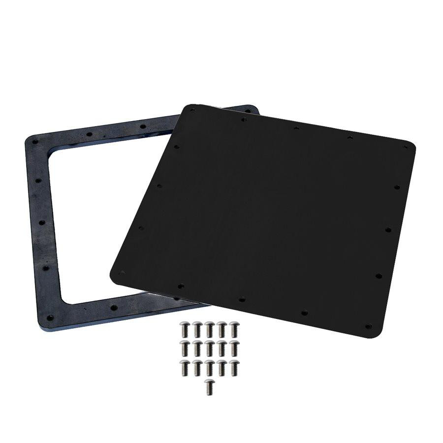  Detroit Speed Fuel Pump Access Panel Kit, 9" x 9" Inner Opening, Black Anodized Aluminum - (080402DS) 