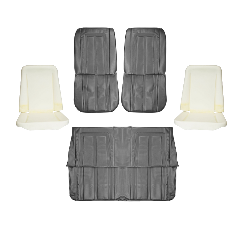 First Place Auto Parts 1966 Chevrolet Chevy II/Nova Upholstery Kit, Bucket Seats, Standard, Coupe, Black - (66NOVBLKUPINT-K)