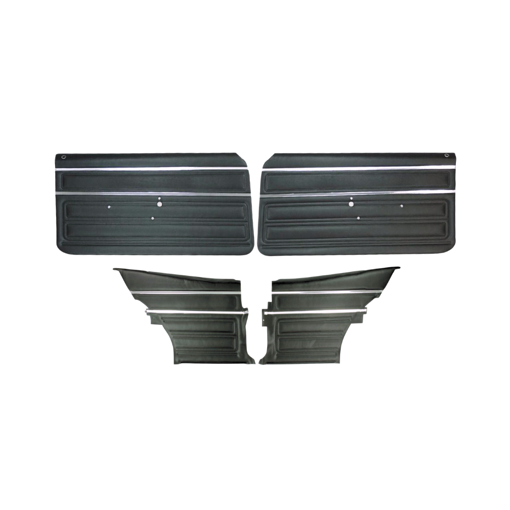 First Place Auto Parts 1968 Chevrolet Chevy II/Nova Door Panel Kit, Bucket Seats, Standard, Coupe, Black - (68NOVBLKDPINT-K)