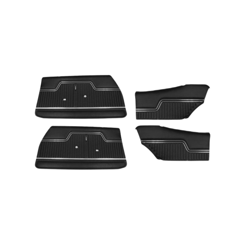 First Place Auto Parts 1971 Chevrolet Chevelle Door Panel Kit, Bucket Seats, Standard, Coupe, Black - (71CHVBLKDPINT-K)