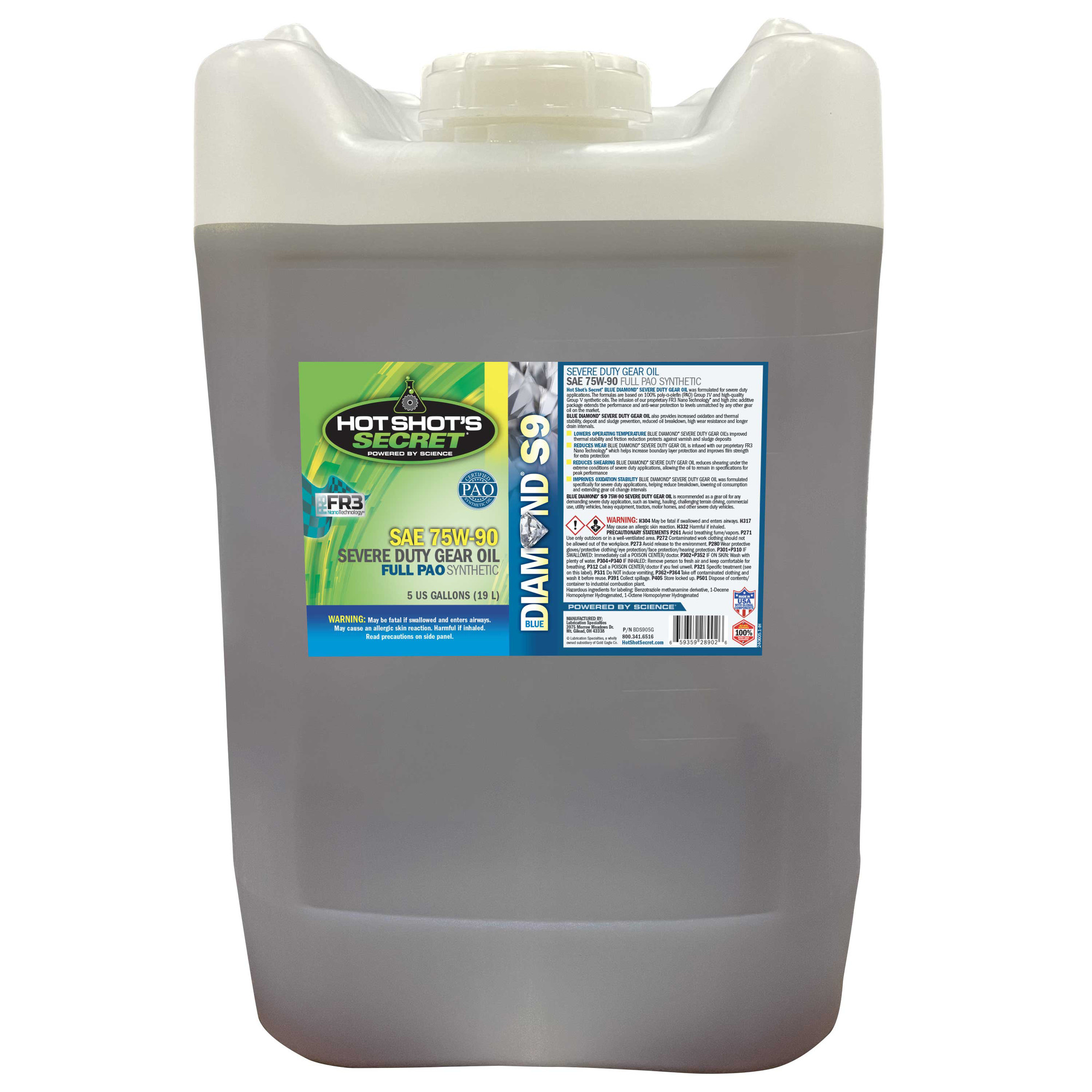 Hot Shot's Secret Hot Shot's Secret® Blue Diamond® Gear Oil Severe Duty S9 90 Wt - 5 Gallon  - (BDS905G)
