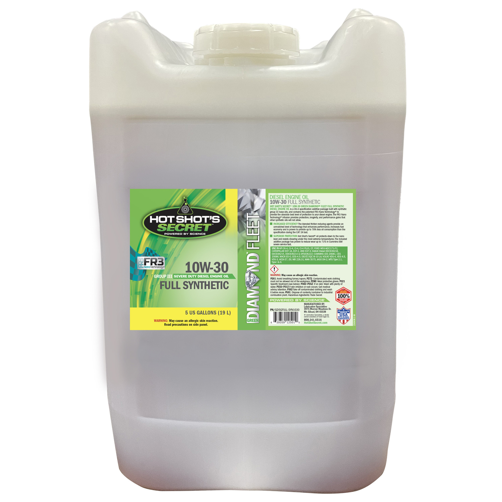 Hot Shot's Secret Hot Shot's Secret® Green Diamond™ 10W30 Full Synthetic Heavy Duty Engine Oil - 5 Gallon  - (GD5GFULL-SYN1030)