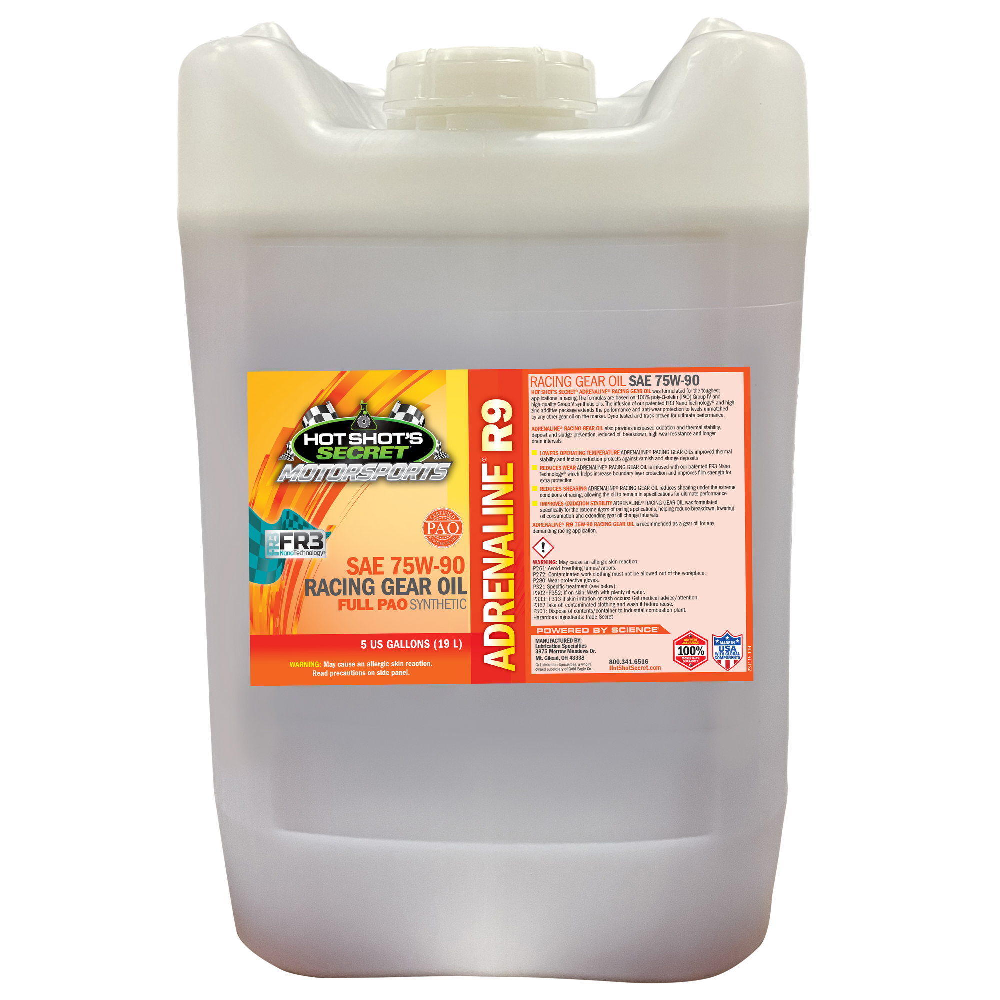 Hot Shot's Secret Hot Shot's Secret® Adrenaline® R9 75W-90 Gear - 5 Gallon  - (R905G)