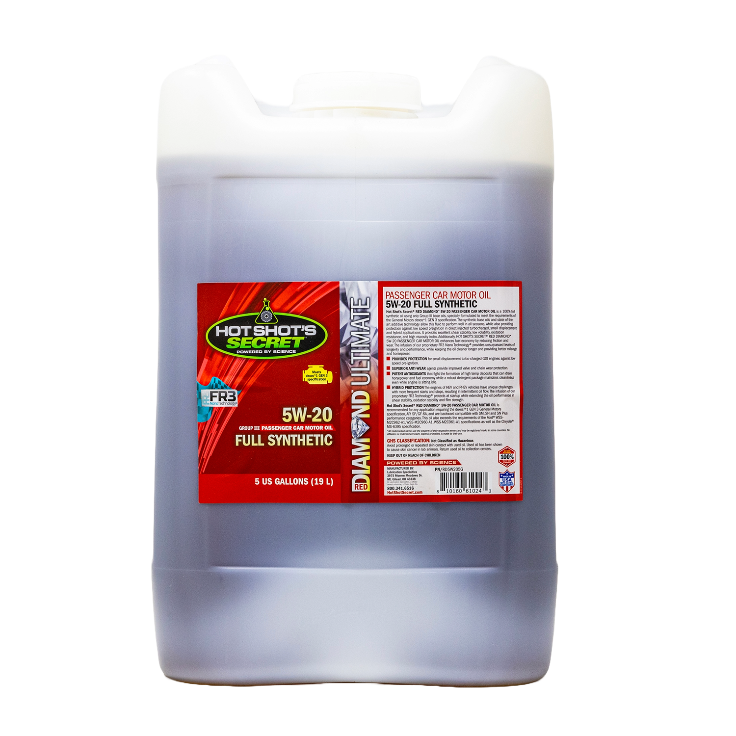 Hot Shot's Secret Hot Shot's Secret® Red Diamond® Full Synthetic Passenger Car Motor Oil 5W-20 - 5 Gallon - (RD5W205G)