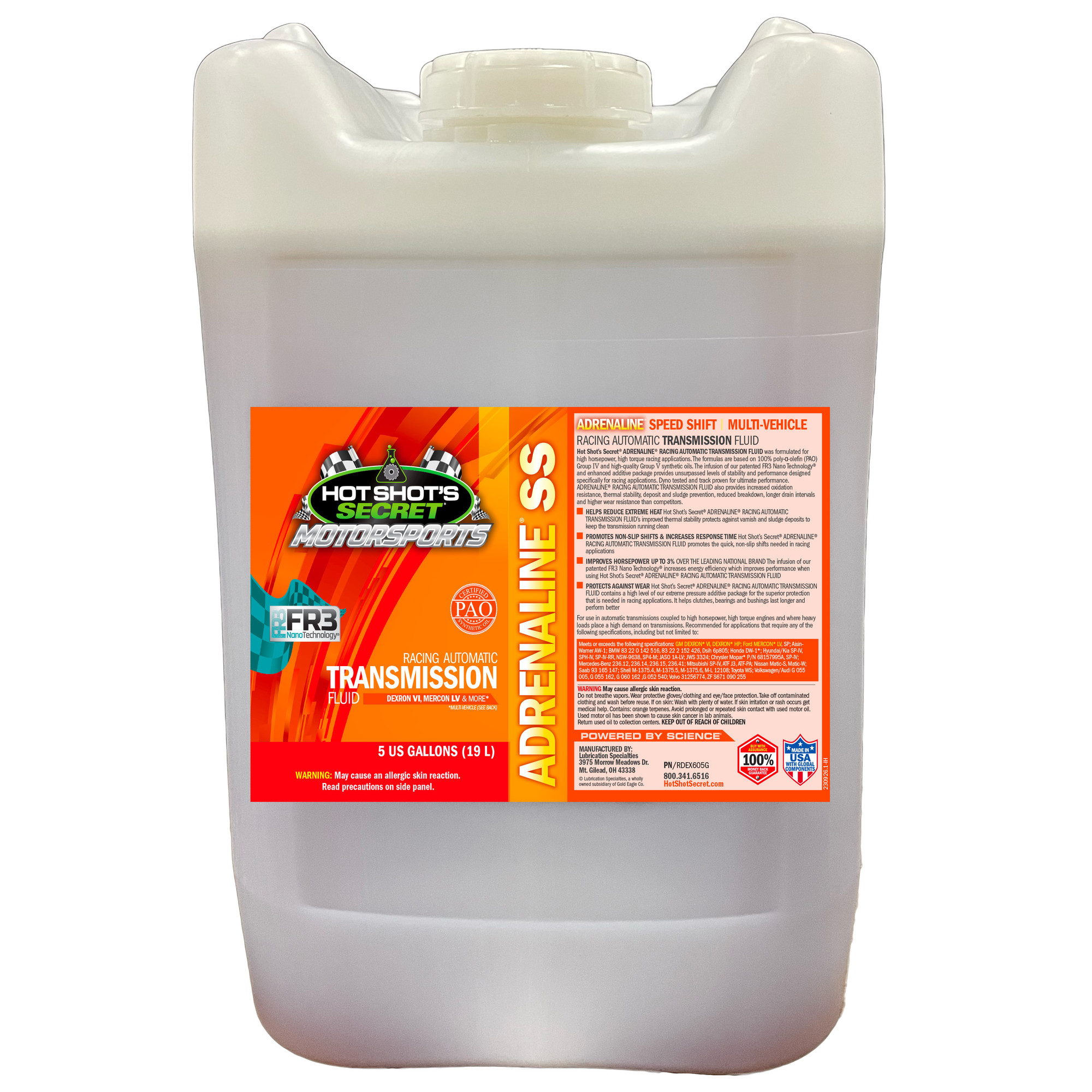 Hot Shot's Secret Hot Shot's Secret® Adrenaline® Speed Shift (Ss) Transmission Fluid - 5 Gallon  - (RDEX605G)