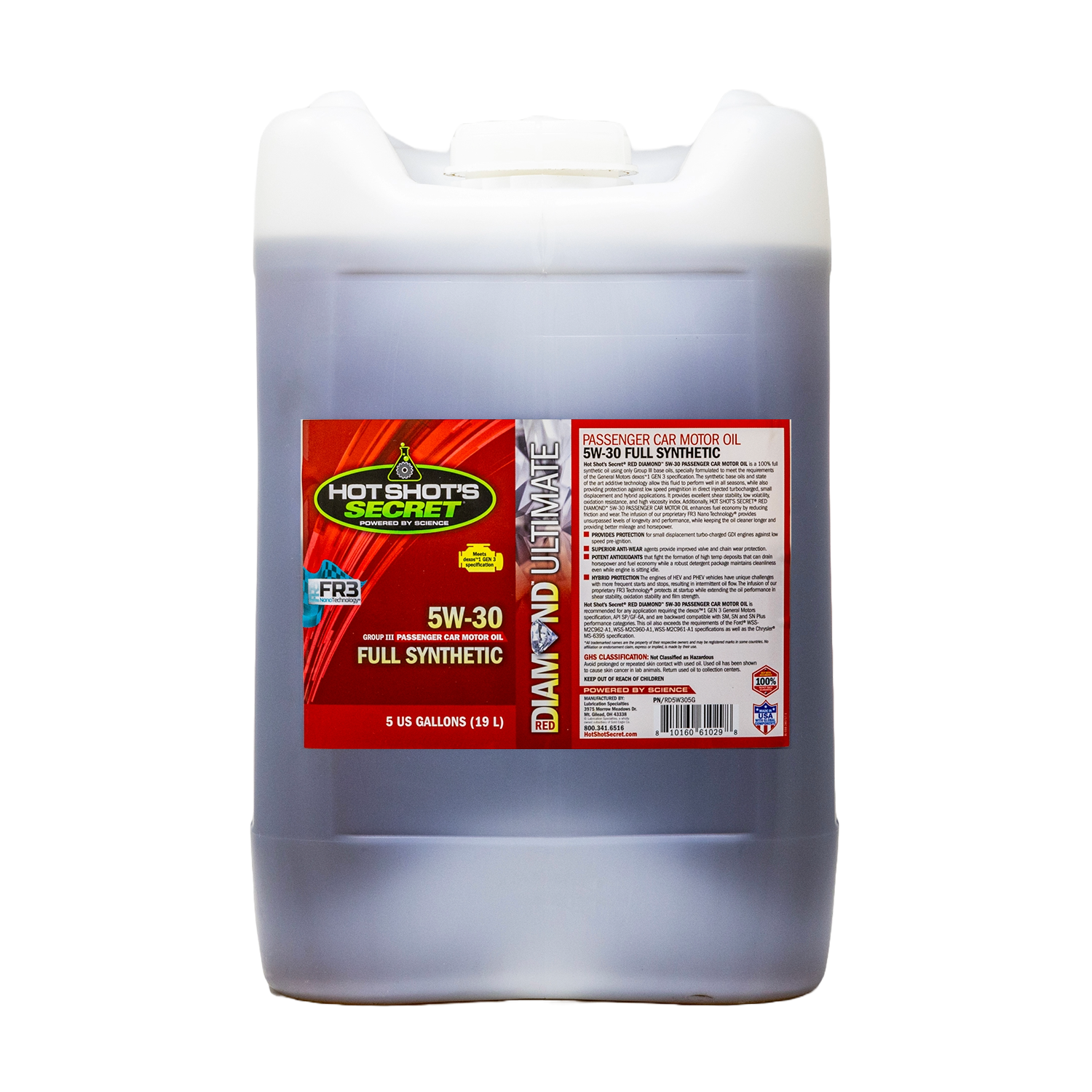 Hot Shot's Secret Hot Shot's Secret® Red Diamond® Full Synthetic Passenger Car Motor Oil 5W-30 - 5 Gallon - (RD5W305G)