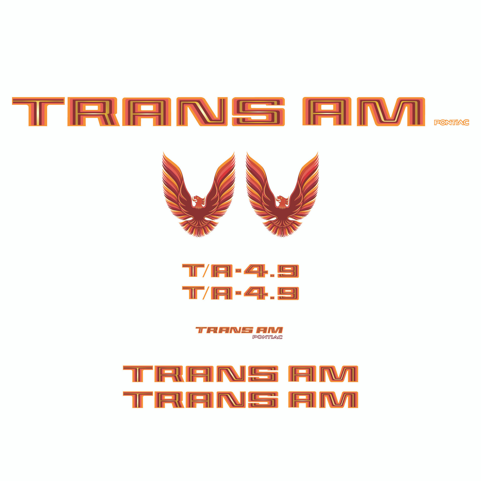 Trim Parts 1980 Pontiac Firebird Trans Am Full Vinyl Decal Kit without Hood Bird - Red - (TPG-6287)