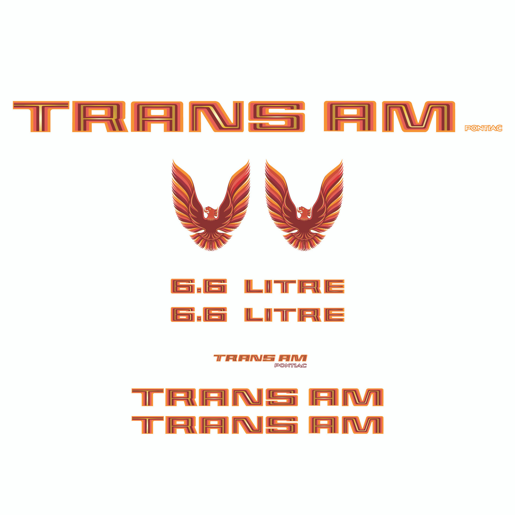 Trim Parts 1979 Pontiac Firebird Trans Am Full Vinyl Decal Kit without Hood Bird - Orange - (TPG-6288)