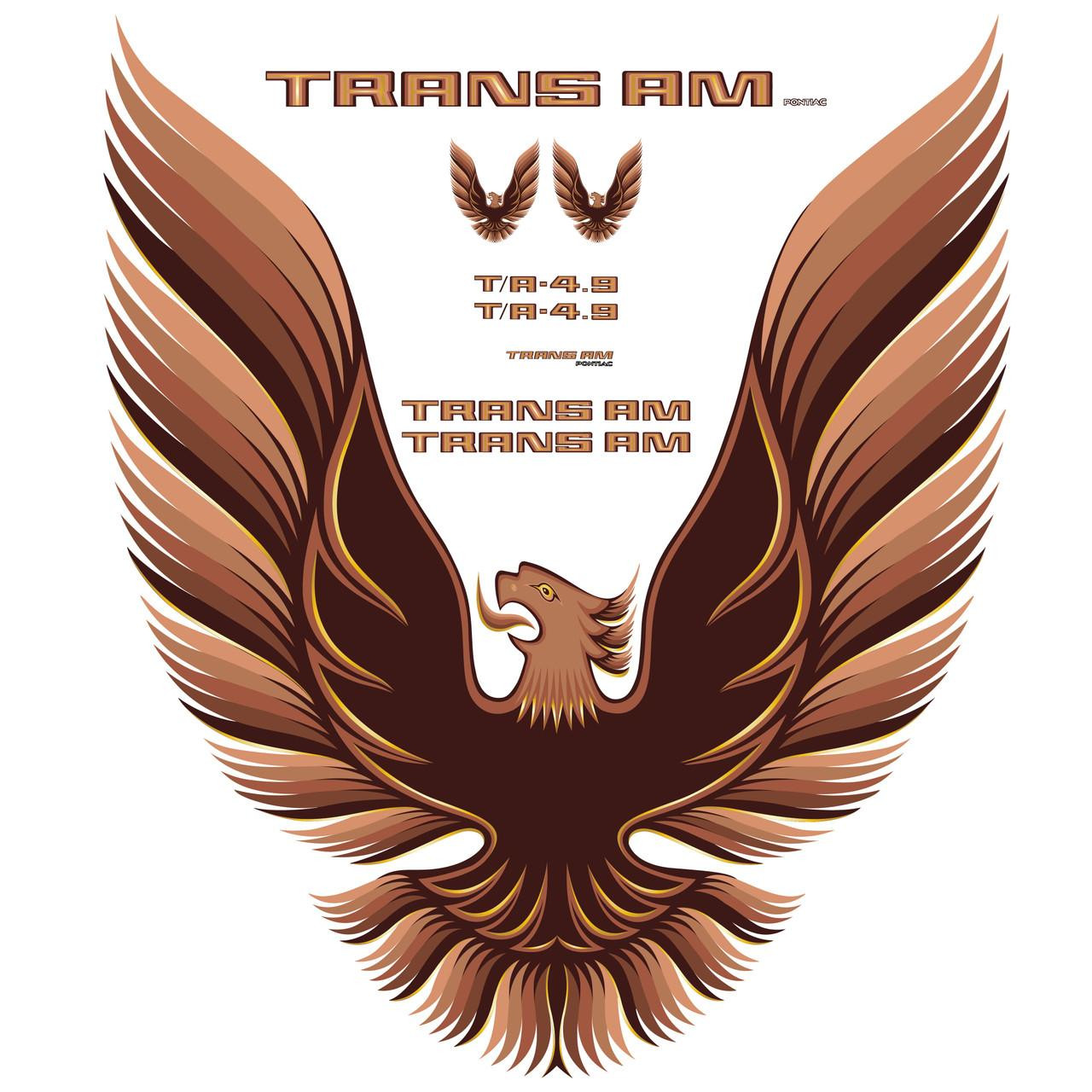 Trim Parts 1980 Pontiac Firebird Trans Am Full Vinyl Decal Kit with Hood Bird - Bronze - (TPG-6283) 