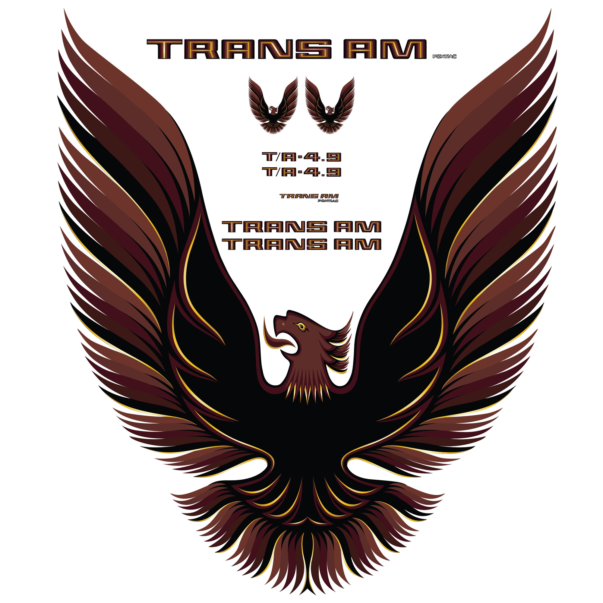Trim Parts 1980 Pontiac Firebird Trans Am Full Vinyl Decal Kit with Hood Bird - Burgundy - (TPG-6281)