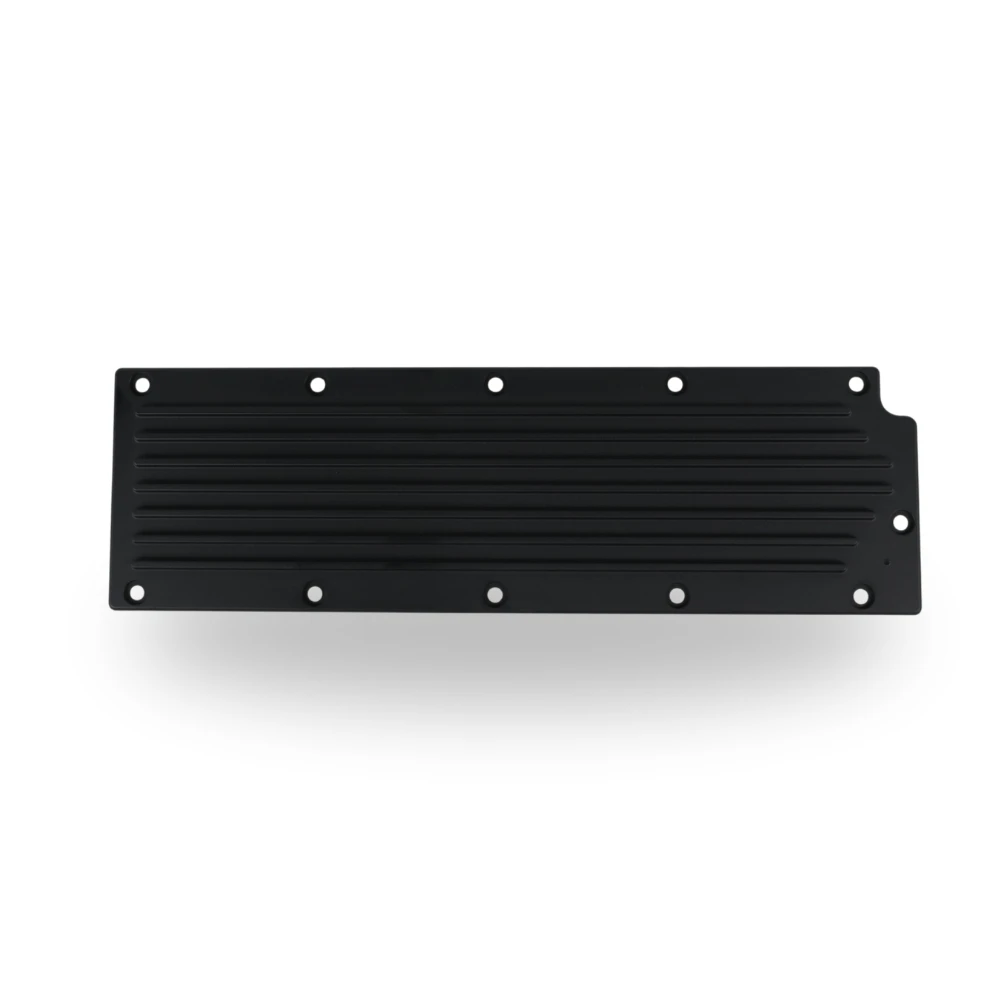 The Right Stuff Gen IV LS Valley Cover w/o the Oil Pressure Sensor Adapter, Finned, Black Anodized - (G4LSVCF-B-K)