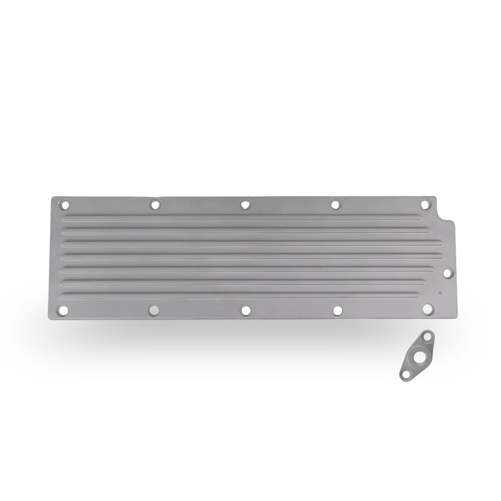 The Right Stuff Gen IV LS Valley Cover with the Oil Pressure Sensor Adapter, Finned, Satin Finish - (G4LSVCF2-S-K)
