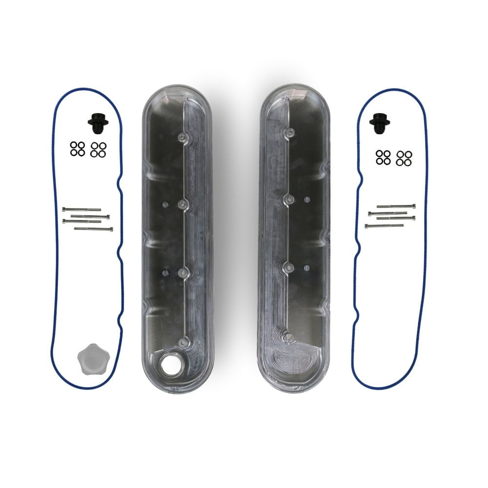 The Right Stuff Gen III/Gen IV LS Valve Cover Kit, 12AN Breather Fittings, Flat Top, Satin - (LSVALC2-S-K)