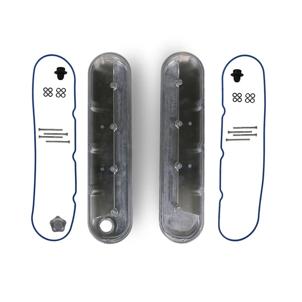 The Right Stuff Gen III/Gen IV LS Valve Cover Kit, 10AN Breather Fittings, Finned Top, Natural - (LSVALCF-K)