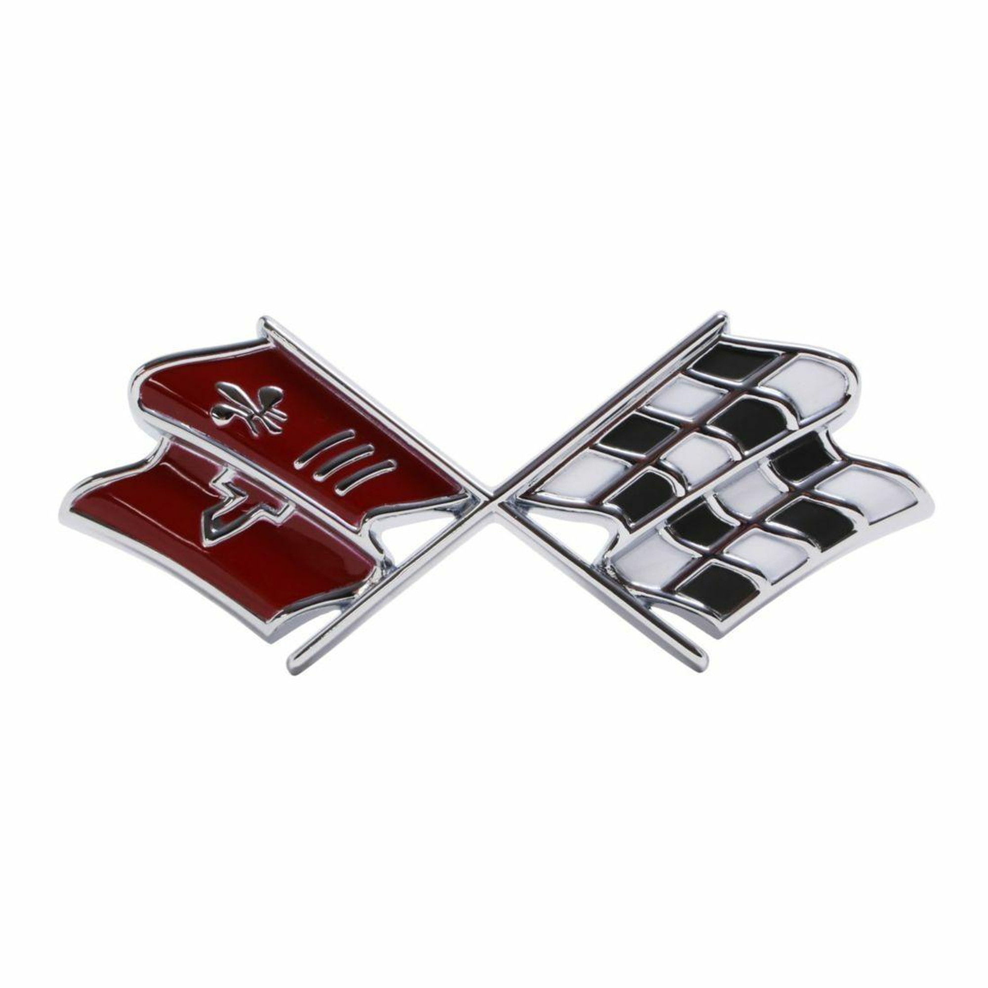 Trim Parts 1967 Chevrolet Corvette Front X-Flag W/Dark Red Emblem W/Fasteners, Each - 5234