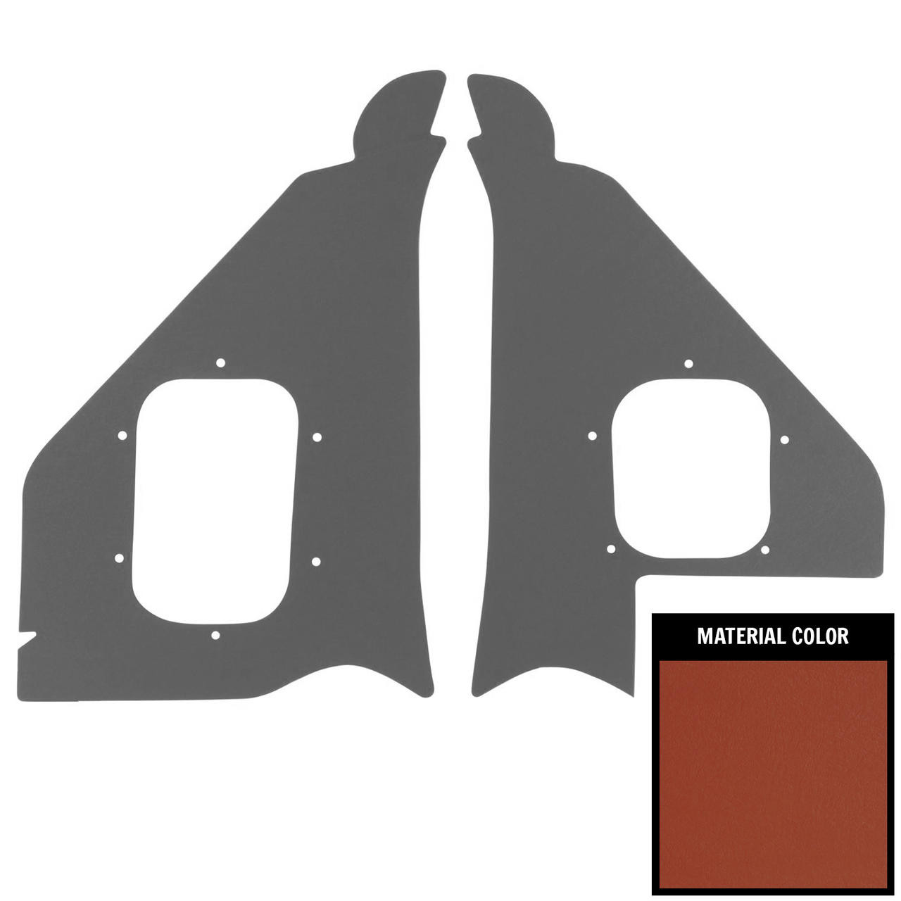 PUI Interiors 1955 Chevrolet Red Deluxe Kick Panel - 55BK67