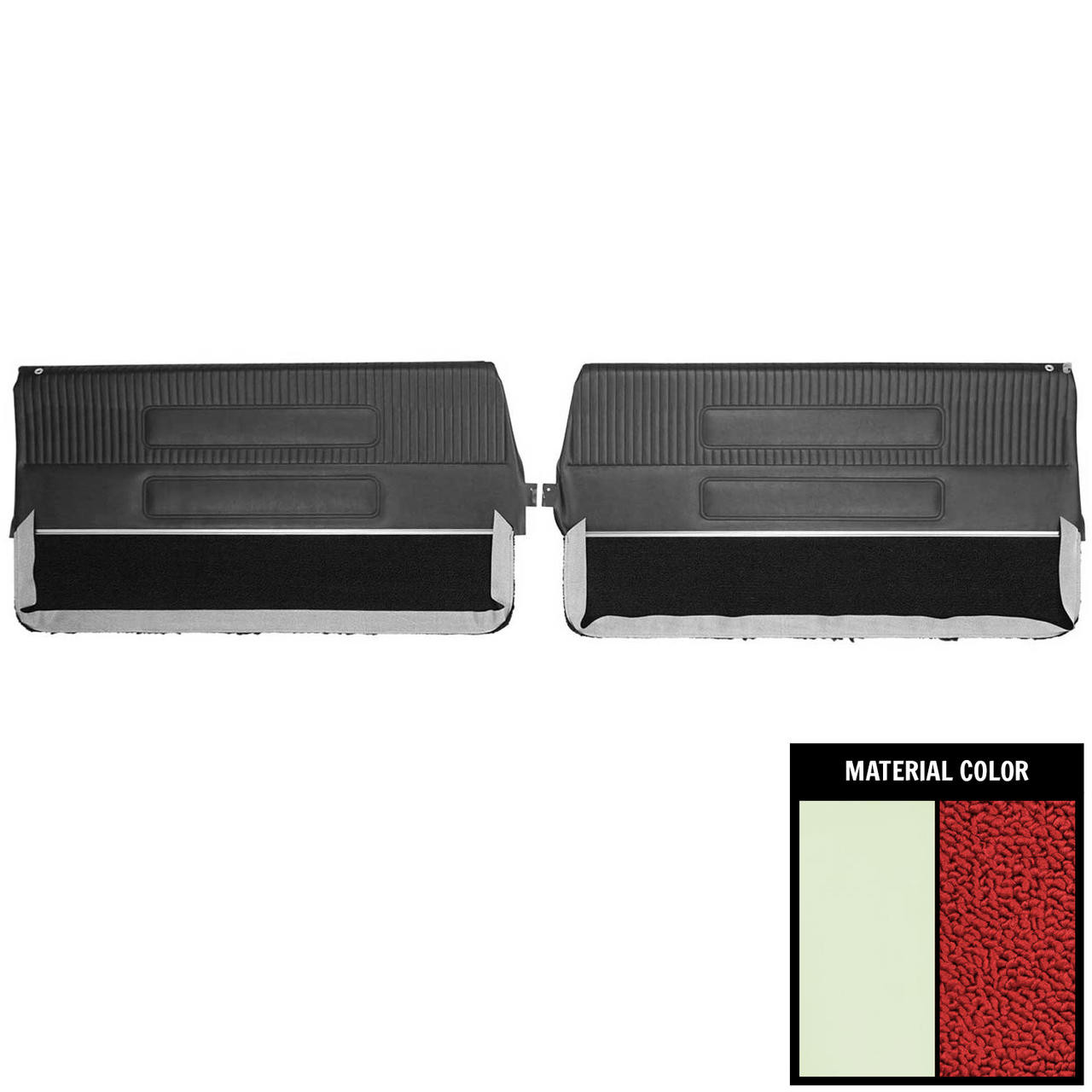 PUI Interiors 1963 Pontiac Grand Prix /Parisienne Pre-Assembled White/Red Front Door Panels - 63PD68-P