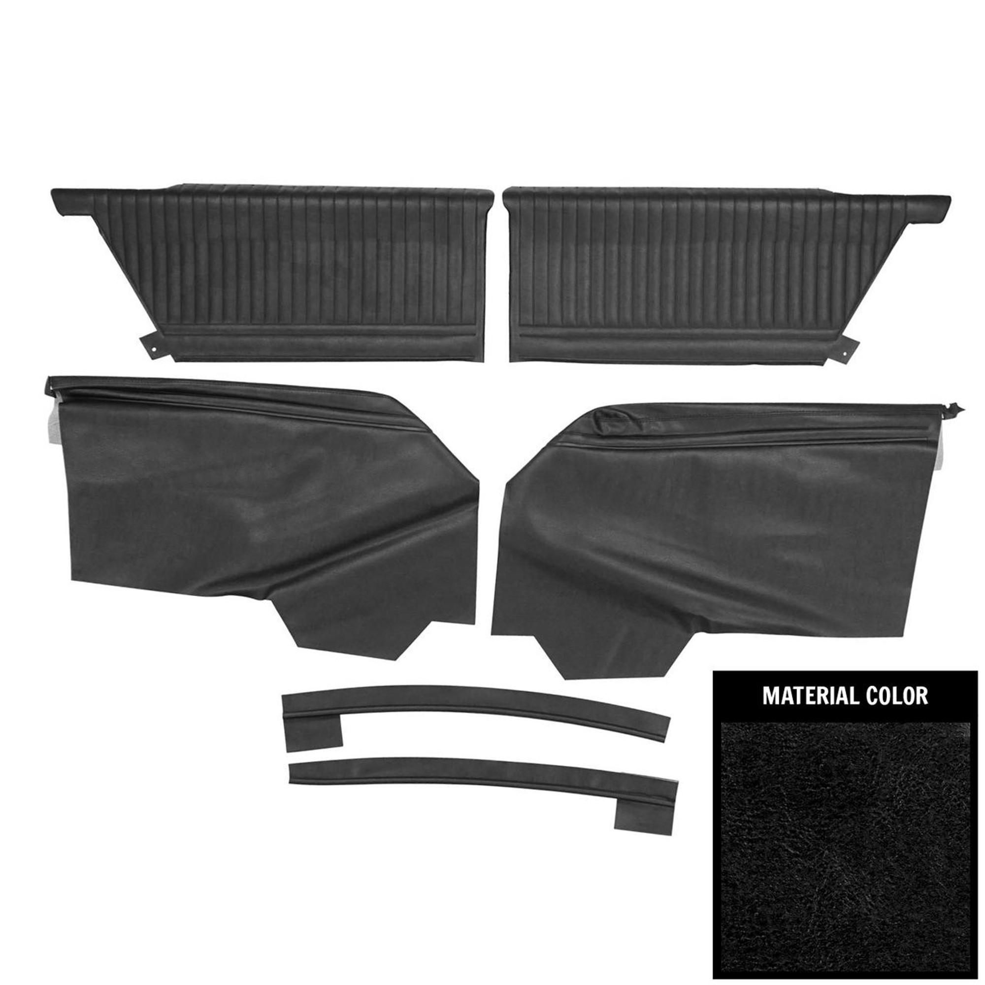PUI Interiors 1964 Chevrolet Impala SS Hardtop Pre-Assembled Black Rear Door Panels - 64BSD55CP
