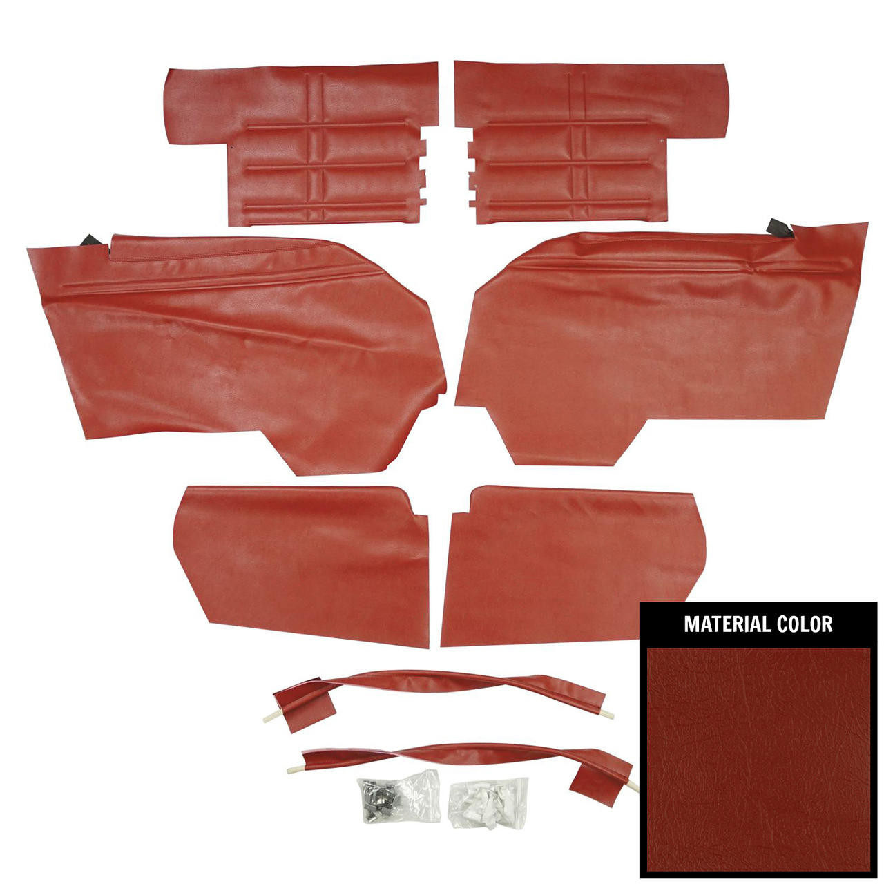 PUI Interiors 1964 Chevrolet Impala/SS ConvertibleRed Rear Door Panels - 64BSD64V