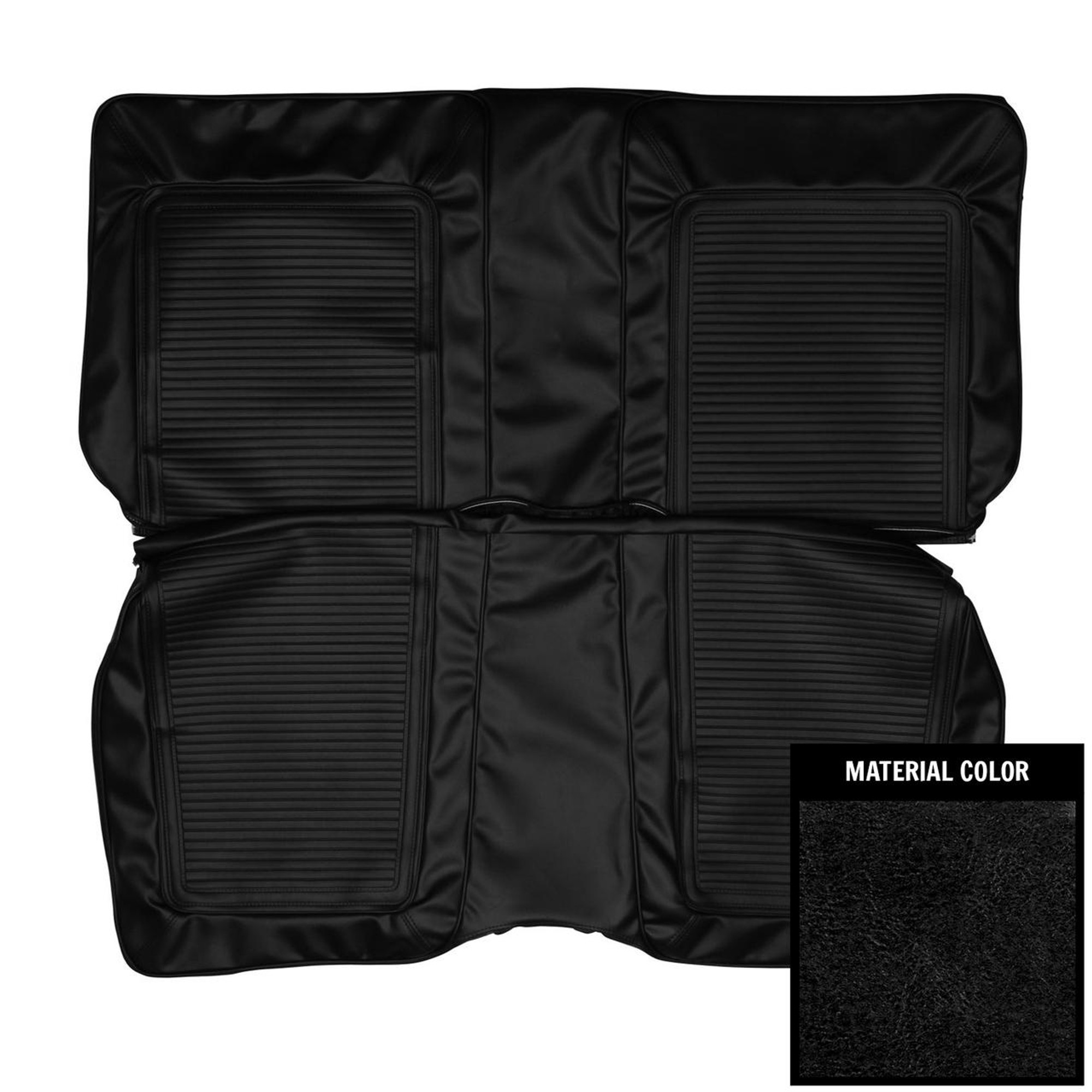 PUI Interiors 1964-1965 Plymouth Barracuda Fastback Black Rear Bench Seat Cover - 64KSB10F